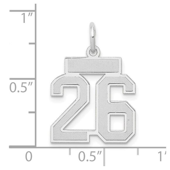 14k White Gold, Jersey Collection, Small Number 26 Pendant